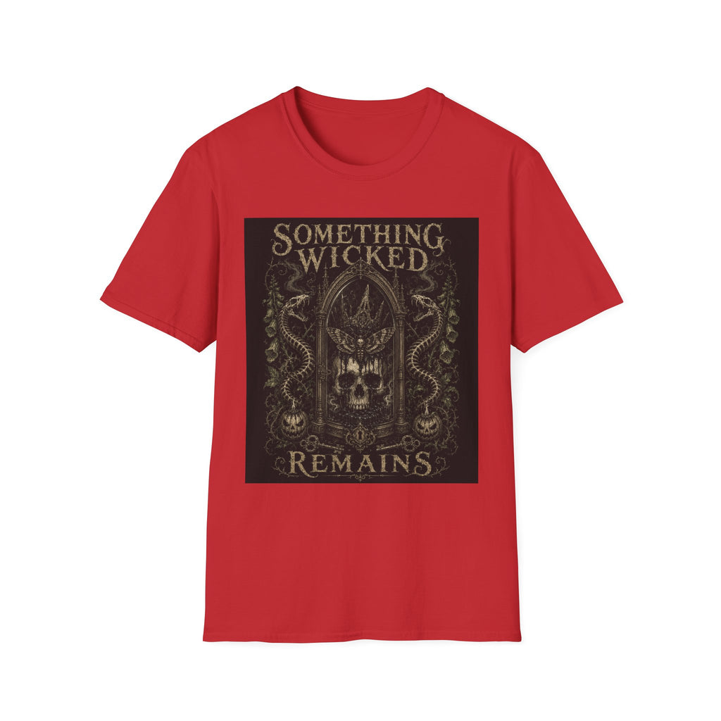 T-Shirt — "Something Wicked Remains" Gothic Skull Vintage Graphic