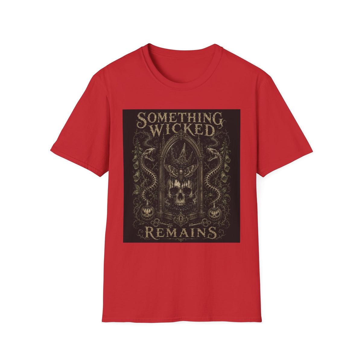 T-Shirt — "Something Wicked Remains" Gothic Skull Vintage Graphic