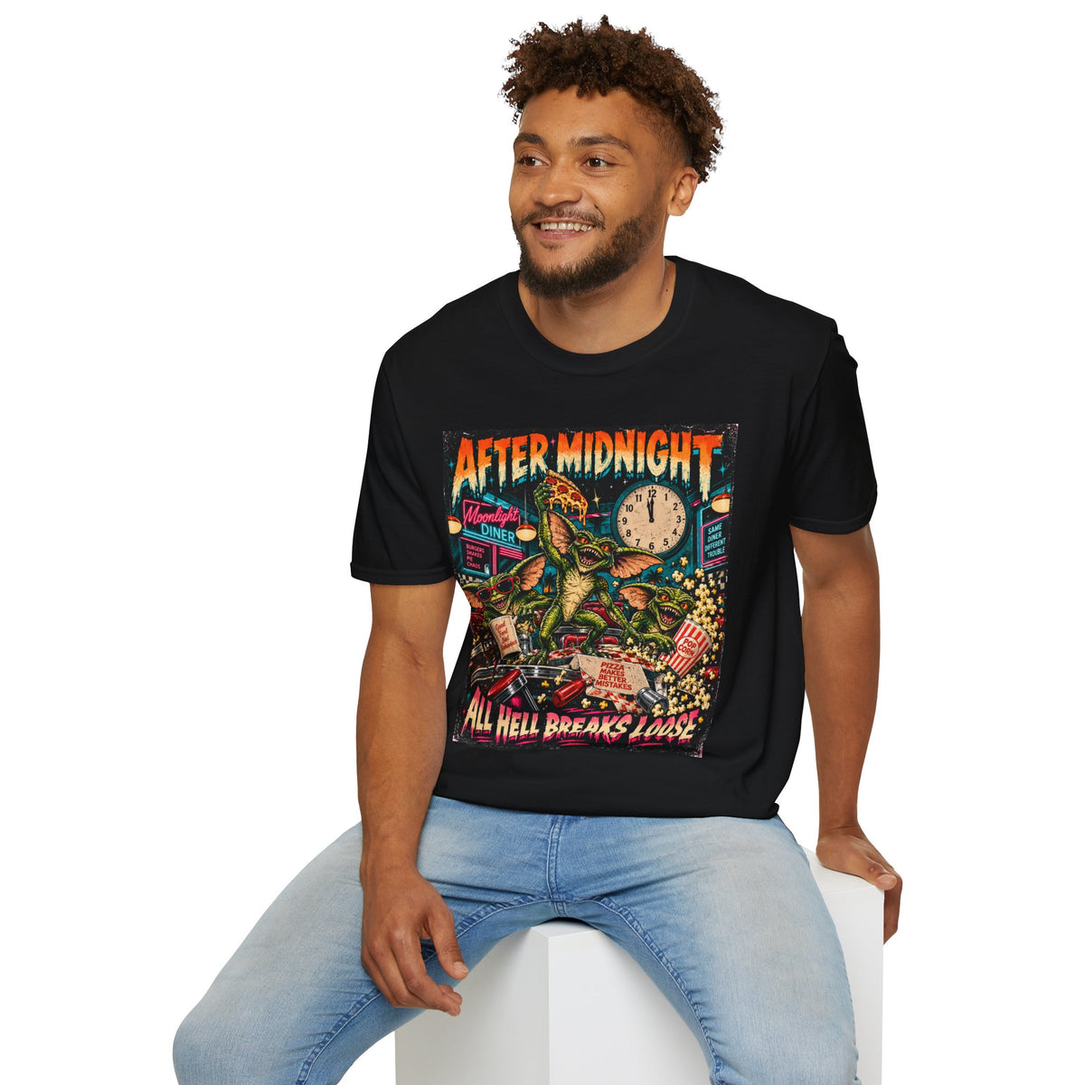 After Midnight Gremlin Tee — "All Hell Breaks Loose" Retro Horror T-Shirt
