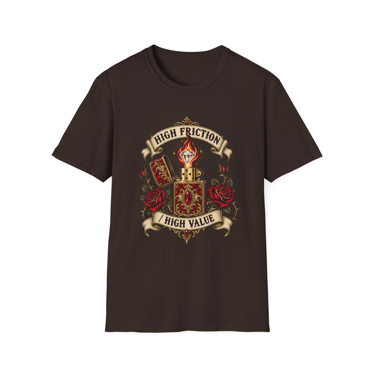 High Friction High Value | Vintage Tattoo Dice & Roses Graphic Tee