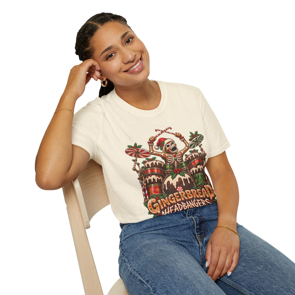 Gingerbread Headbangers | Drummer Christmas T-Shirt