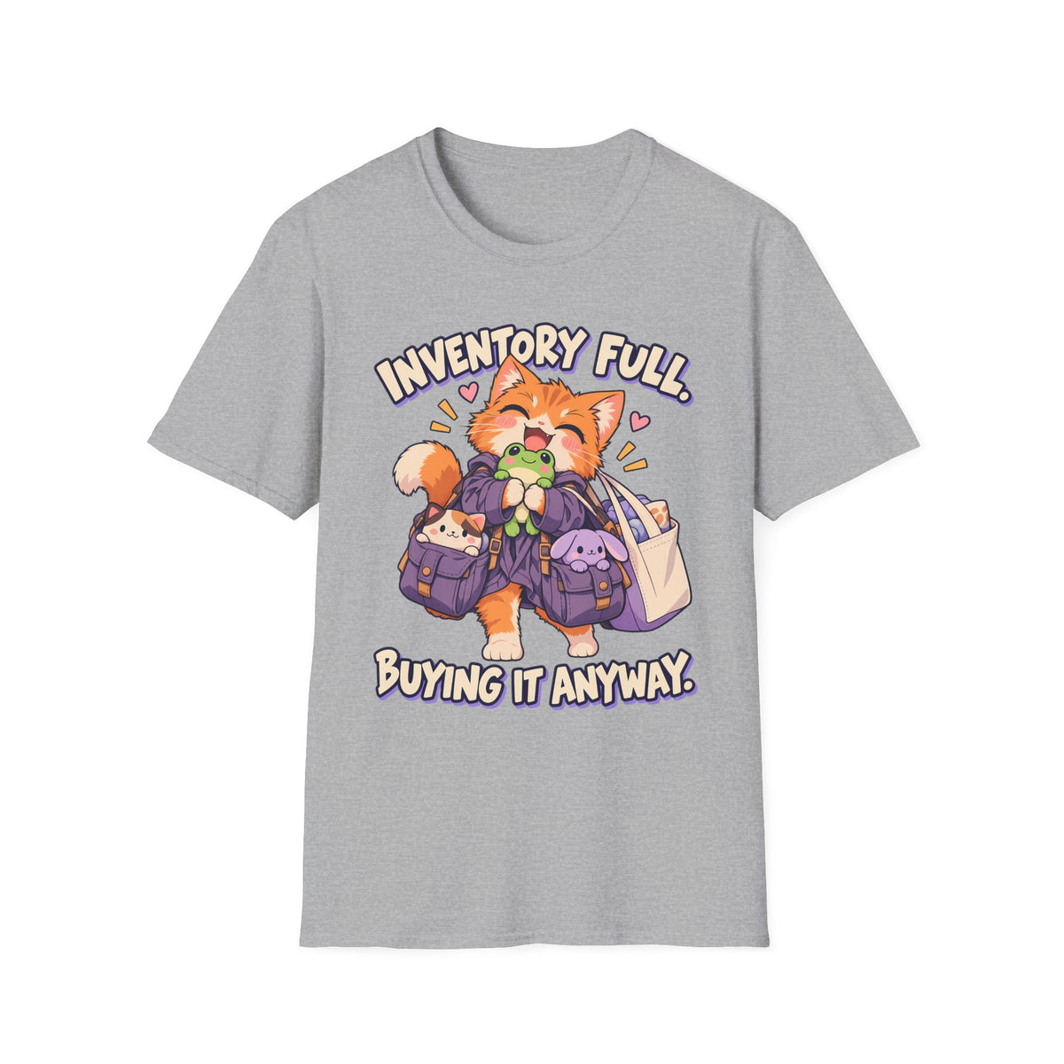 Inventory Full, Buying It Anyway | Cute Cat Anime Funny Tee