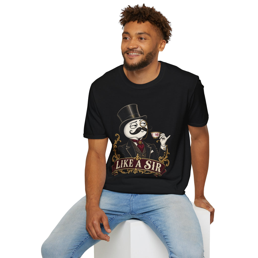 Meme | Like a Sir | Vintage Gentleman Top Hat & Mustache Tee