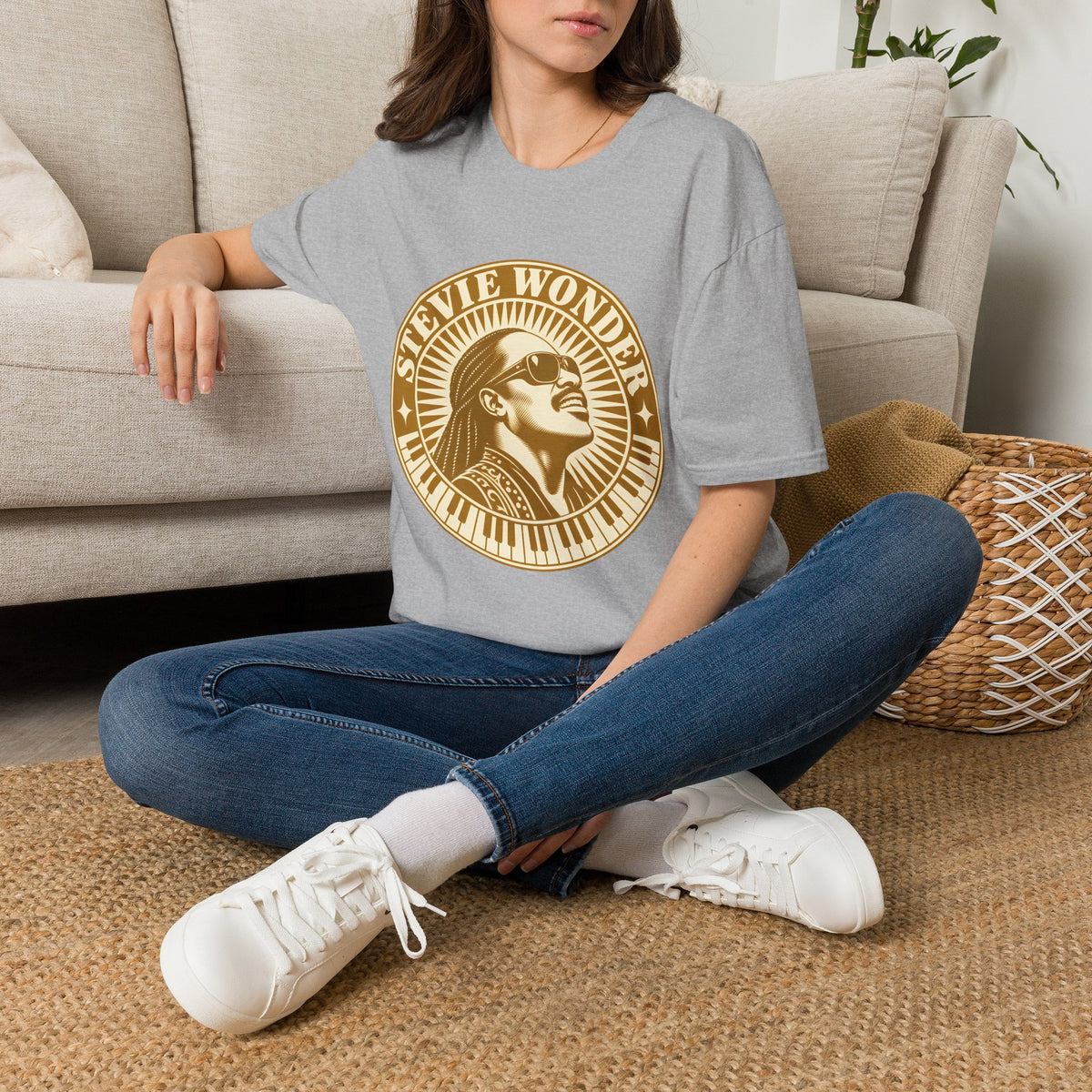 Stevie Wonder Graphic T-Shirt - Vintage Gold Portrait Tee