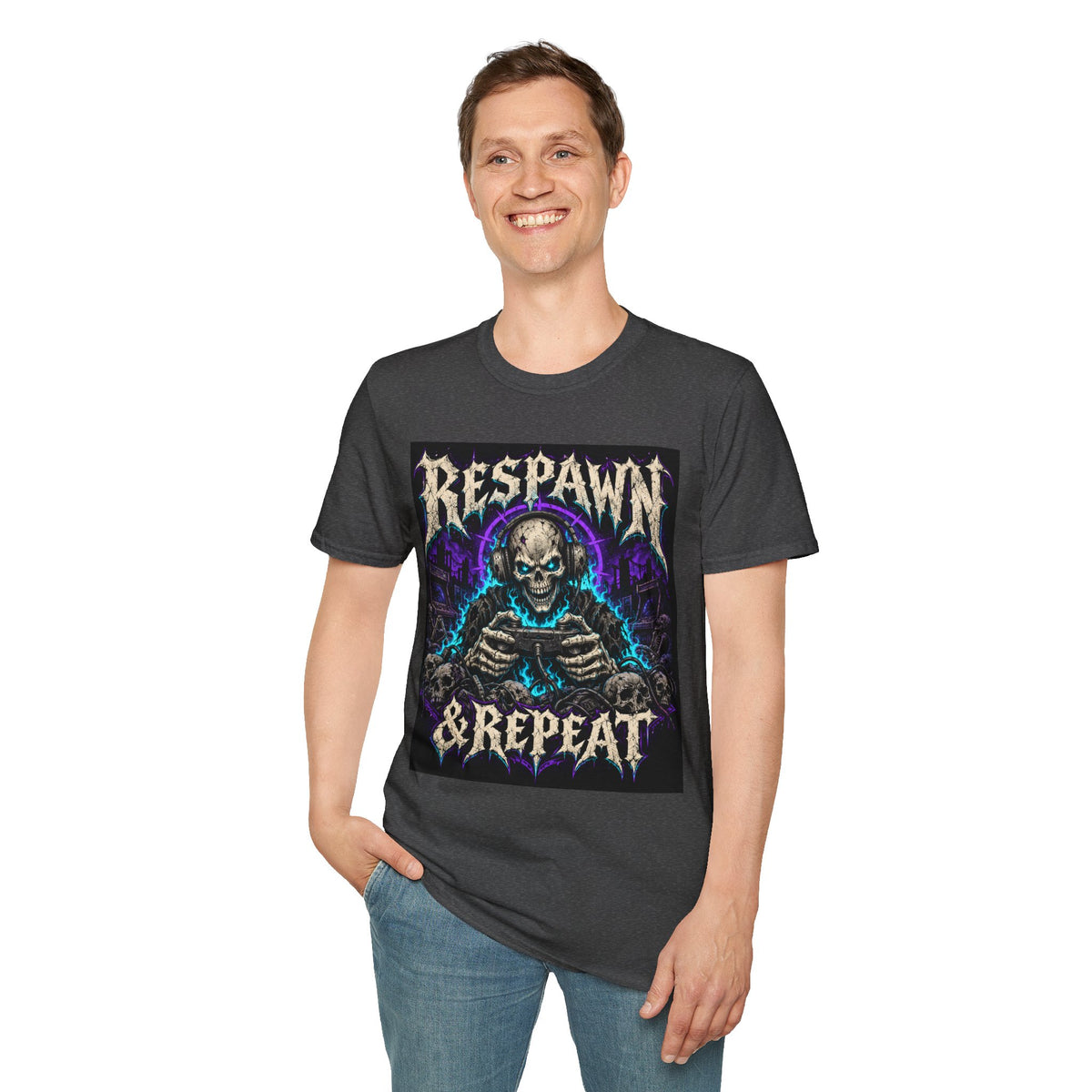 Respawn & Repeat T-Shirt — Skull Gamer Graphic Tee