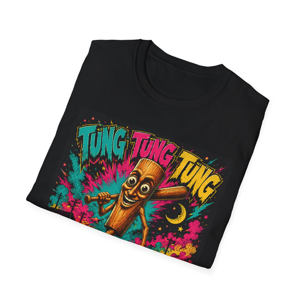T-Shirt — Colorful 'Tung Tung Tung' Cartoon Log Design (Sahur)