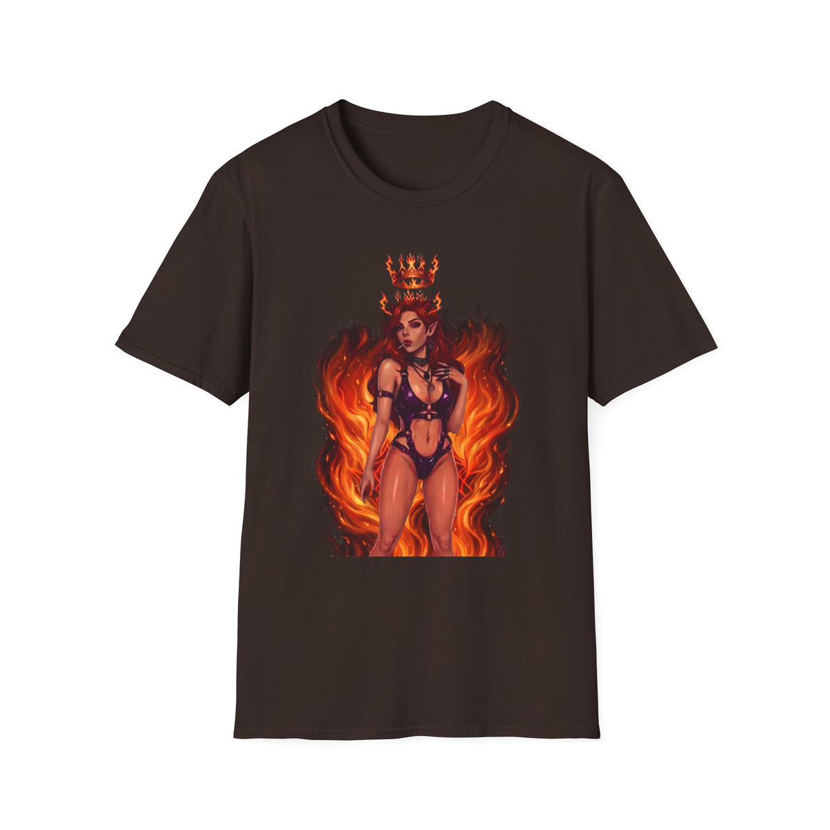Flaming Witch Queen Graphic T-Shirt - Fire Witch Illustration Tee