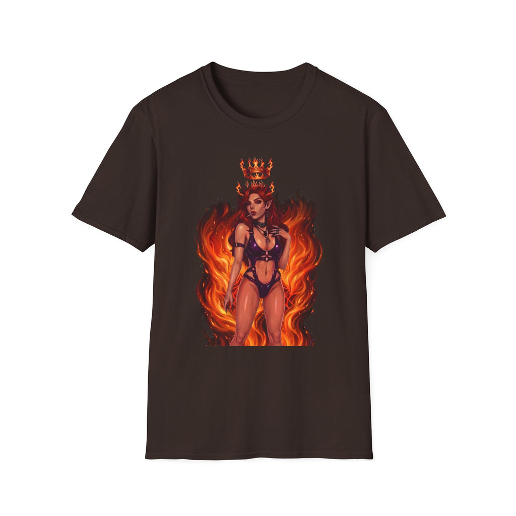 Flaming Witch Queen Graphic T-Shirt - Fire Witch Illustration Tee