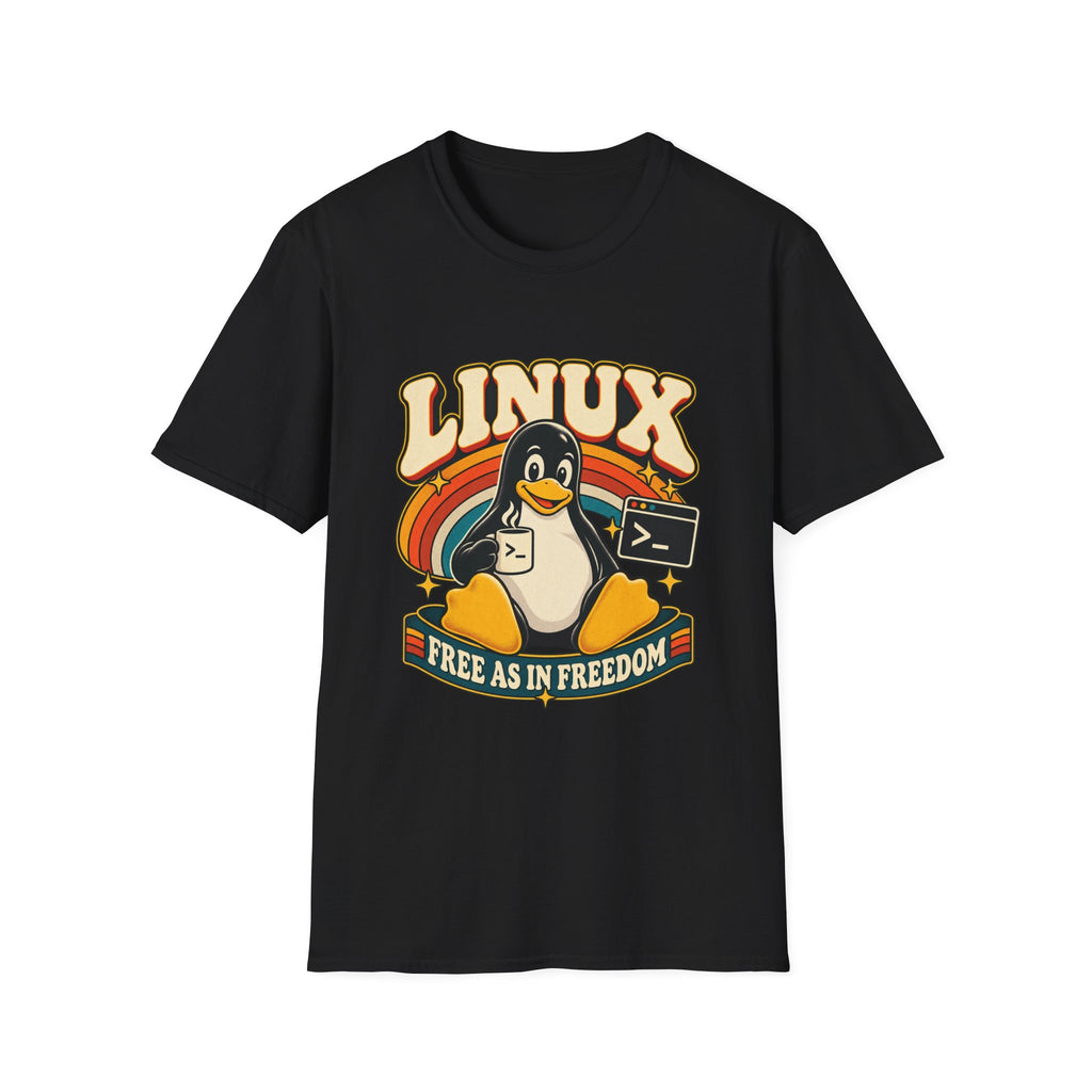 Linux | Free As In Freedom | Penguin Retro Tech Tee