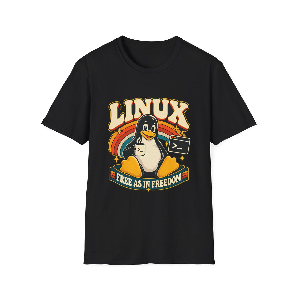 Linux | Free As In Freedom | Penguin Retro Tech Tee