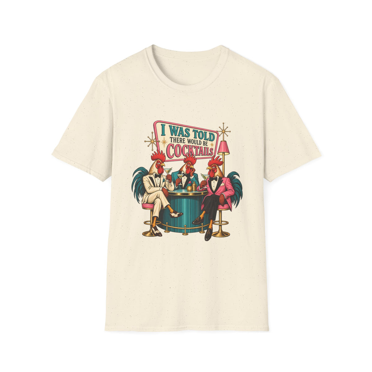 I Was Told There Would Be Cocktails T-Shirt | Retro Flamingo Bar Cocktail Tee