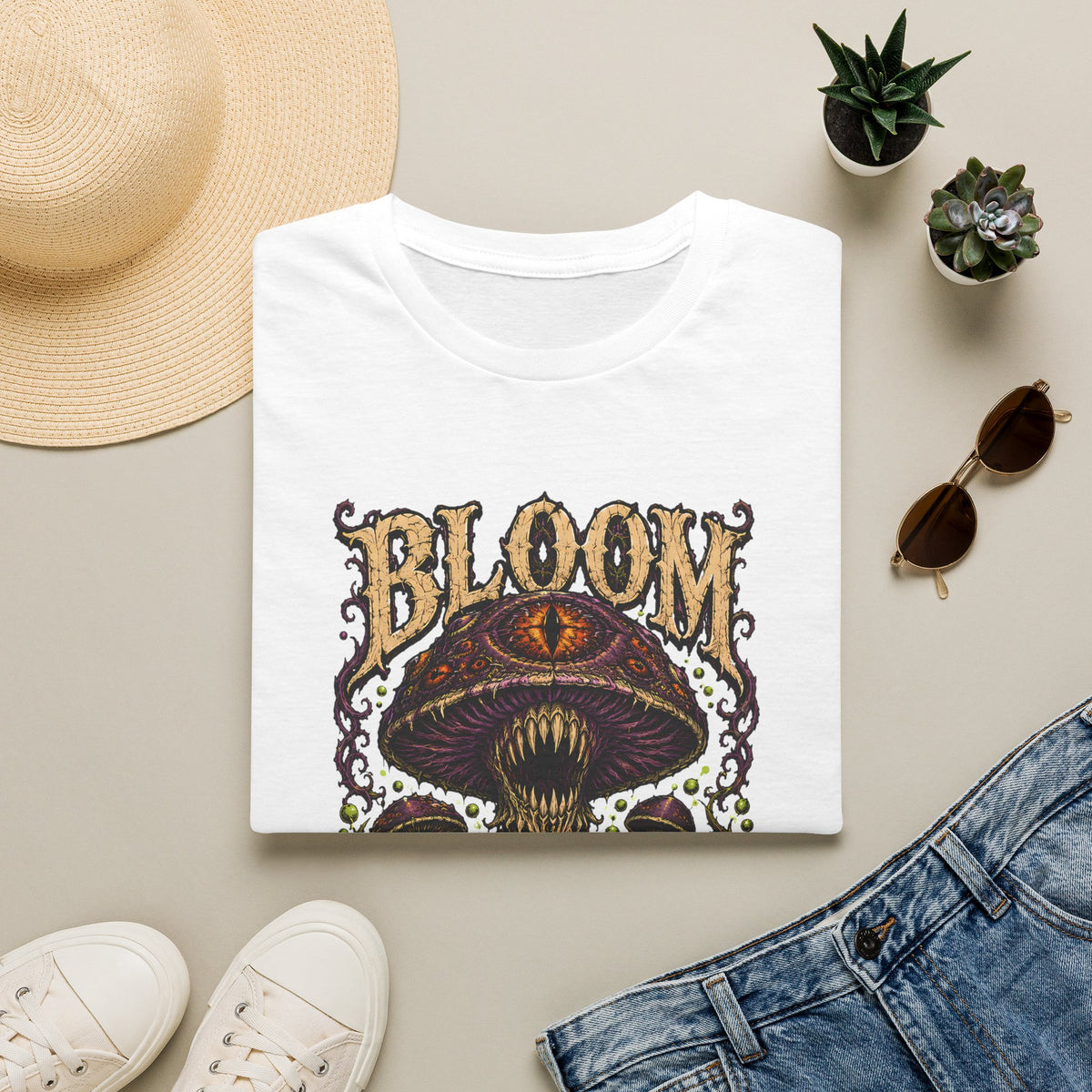 Mushroom Graphic Tee — "Bloom in the Black" Psychedelic Mushroom Shirt