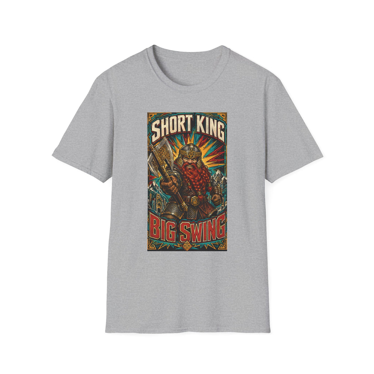 Short King Vintage Dwarf Graphic T-Shirt - Retro Fantasy Beard Warrior Tee