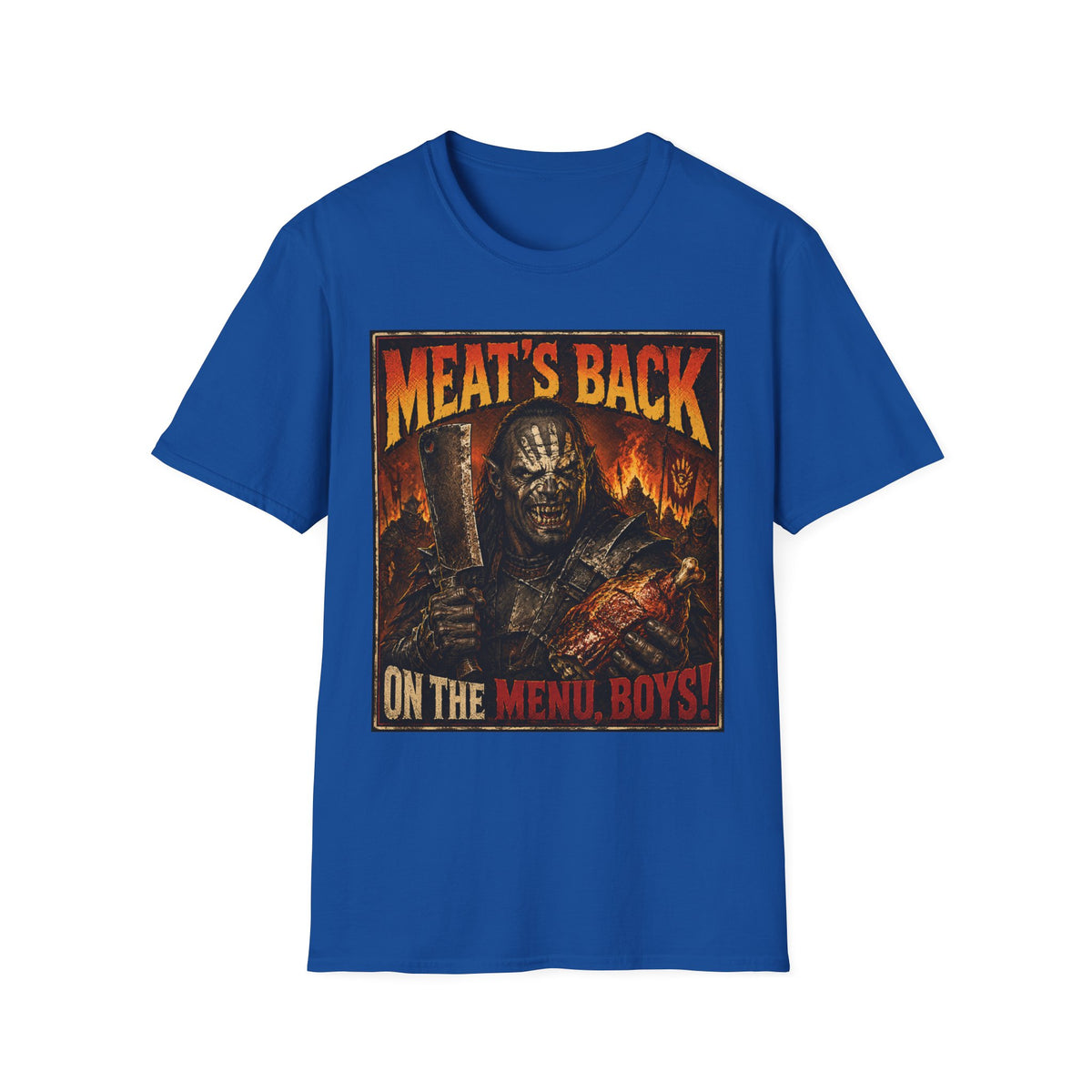 Meat’s Back Horror Graphic T-Shirt — ‘Meat’s Back on the Menu Boys’ Retro Slayer Tee
