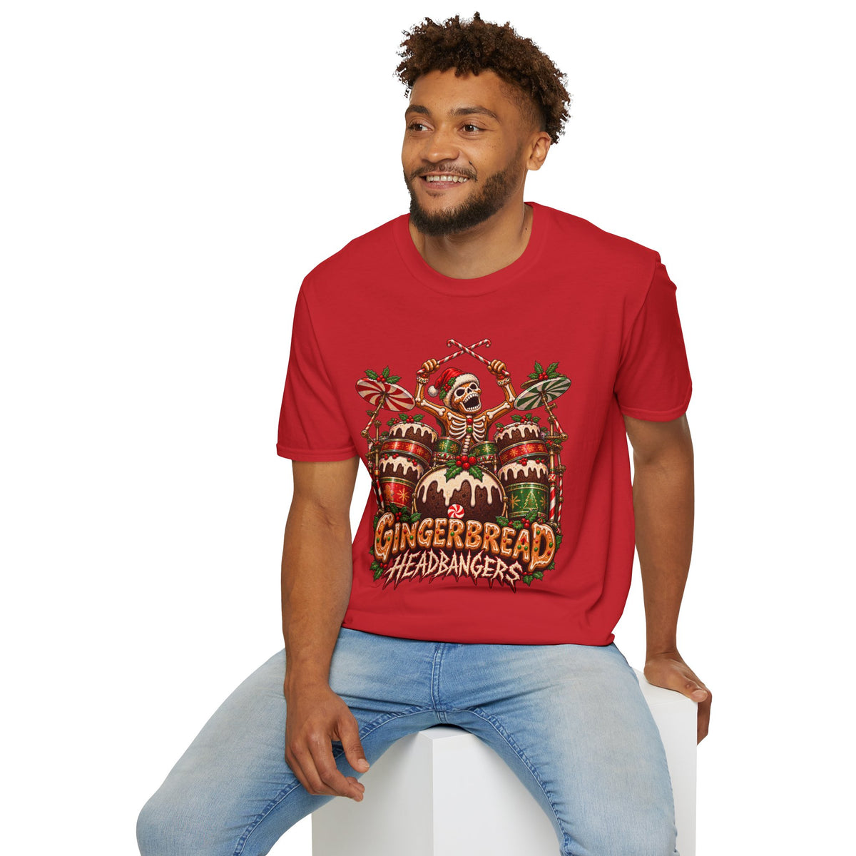 Gingerbread Headbangers | Drummer Christmas T-Shirt