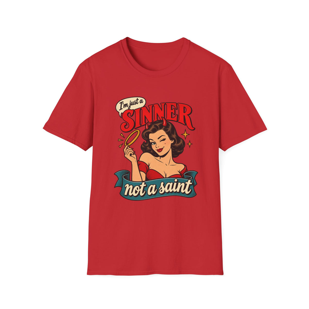 Retro Pinup | I'm Just a Sinner, Not a Saint | Graphic Tee