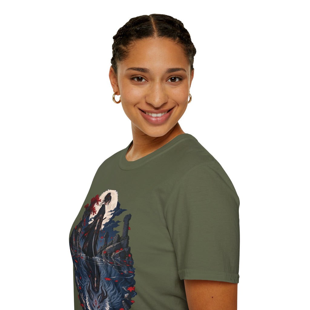 Reflection of a Monster | Moonlit Wolf Spirit T-Shirt | Samurai Silhouette Graphic Tee