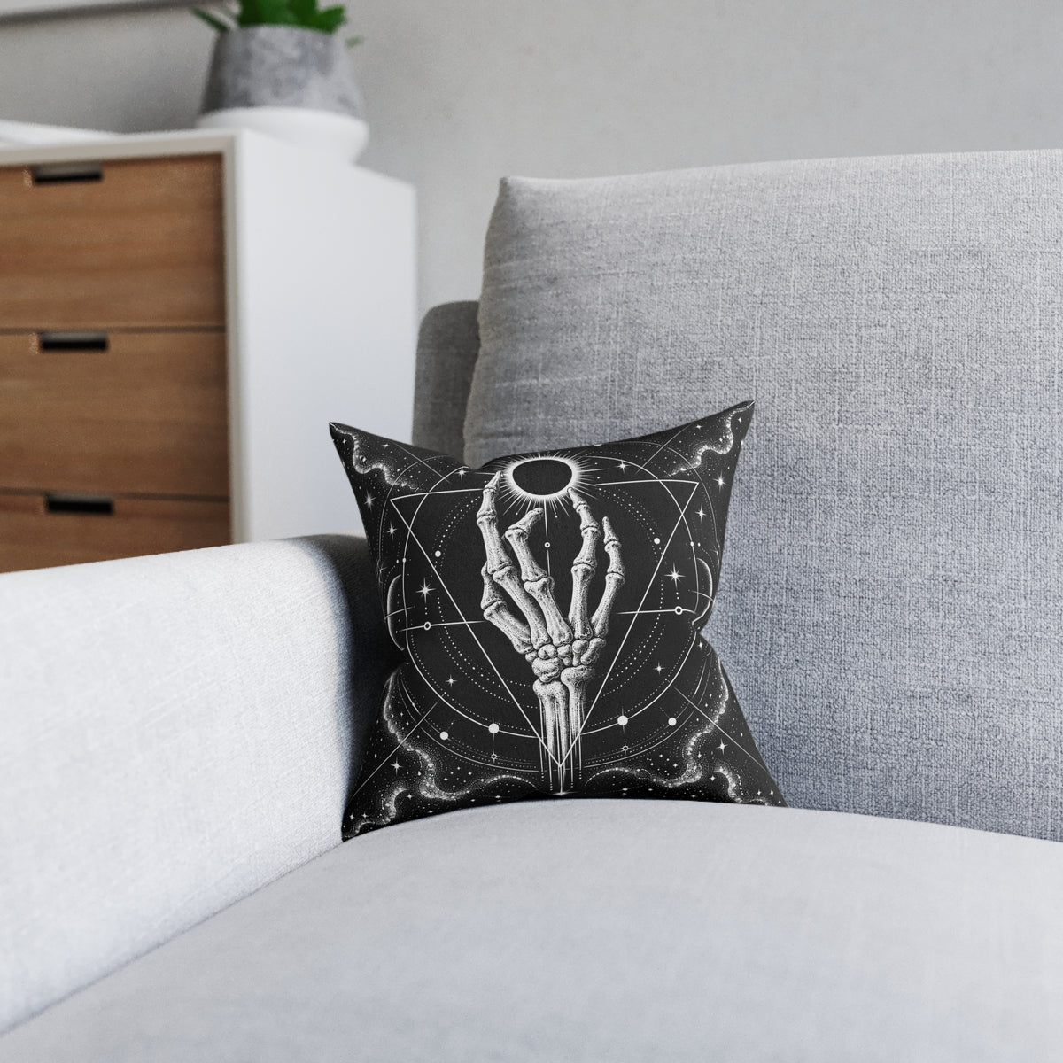 Skeleton Hand Gothic Eclipse Cushion | Decorative Sofa Pillow