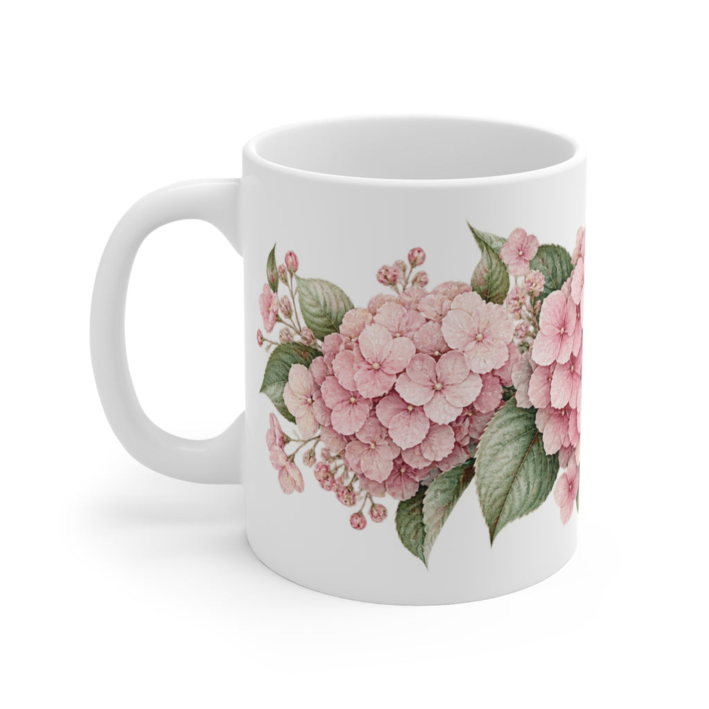 Pastel Pink Hydrangea Mug | Botanical Flower Design