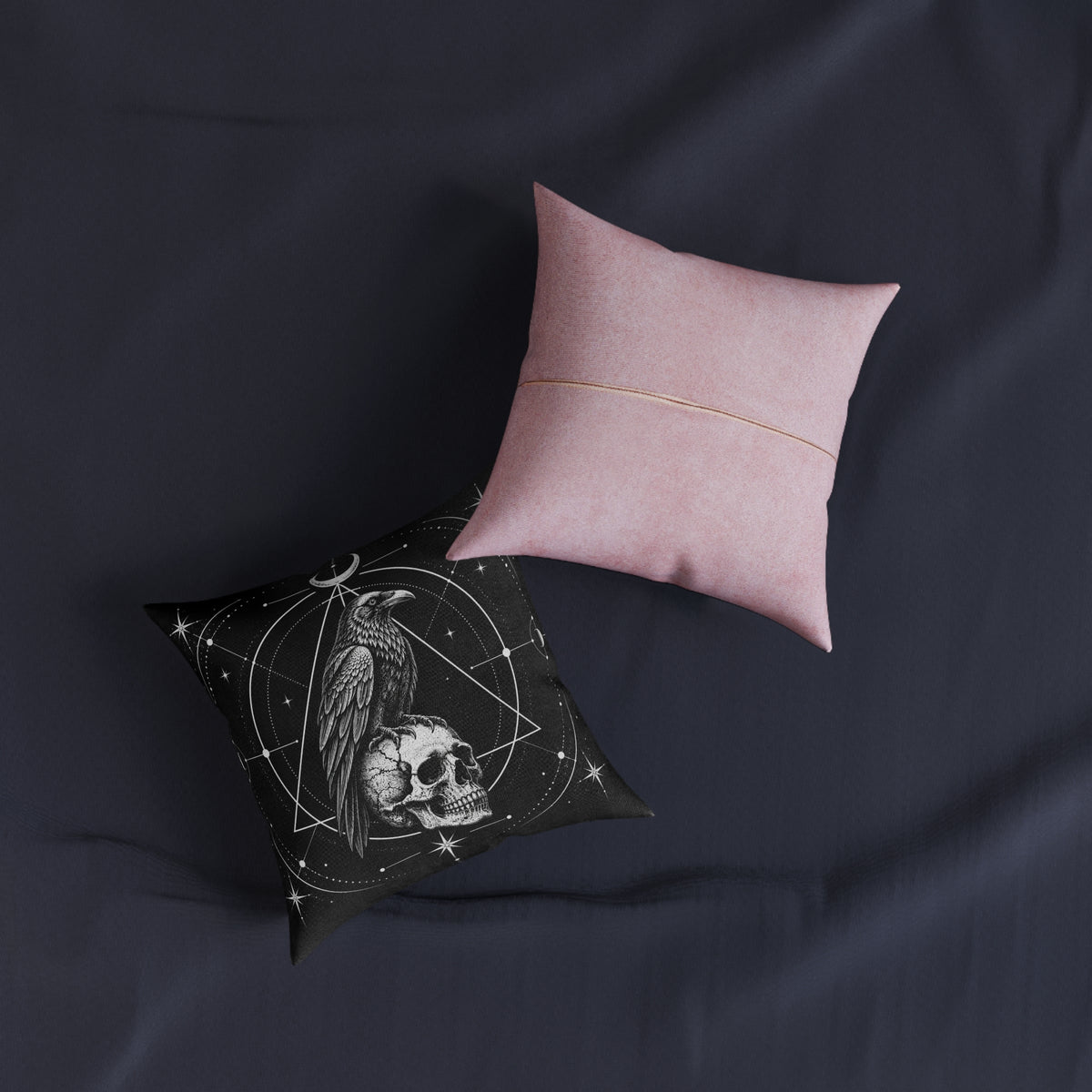 Raven Skull Gothic Moon Geometric Cushion | Decorative Sofa Pillow