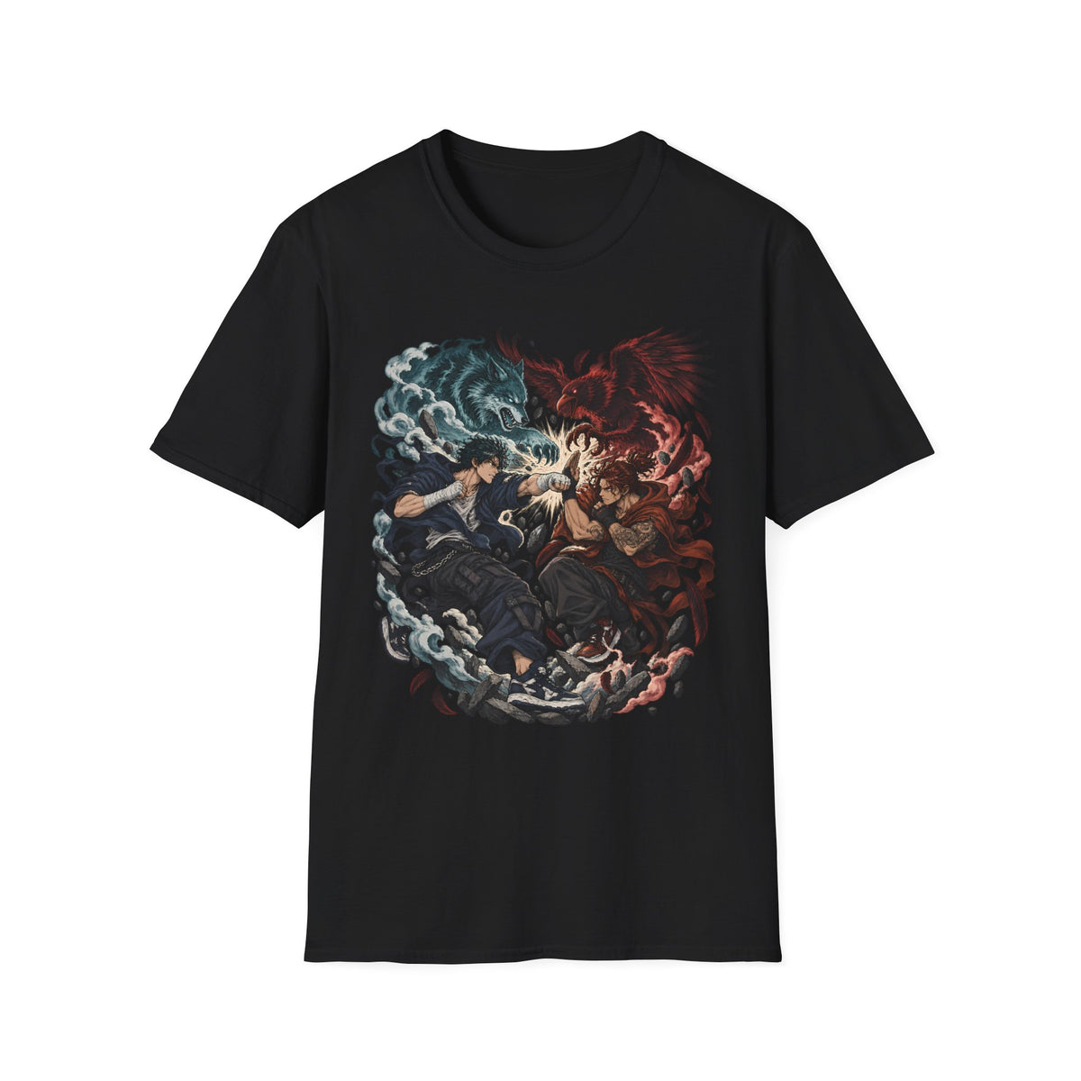 Yin Yang | Wolf Demon vs Phoenix | Japanese Anime Ninja T Shirt
