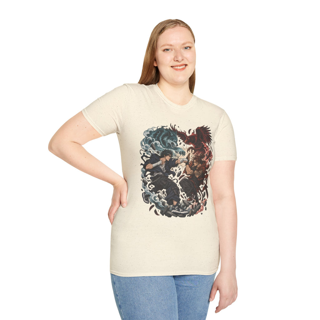Yin Yang | Wolf Demon vs Phoenix | Japanese Anime Ninja T Shirt