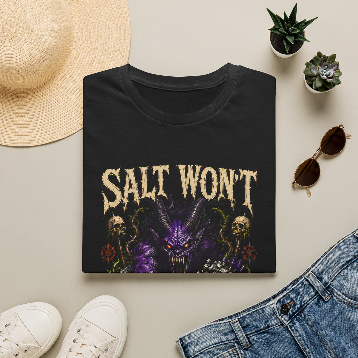 SALT WON'T SAVE YOU T-Shirt - Dark Demon Gothic Graphic Tee
