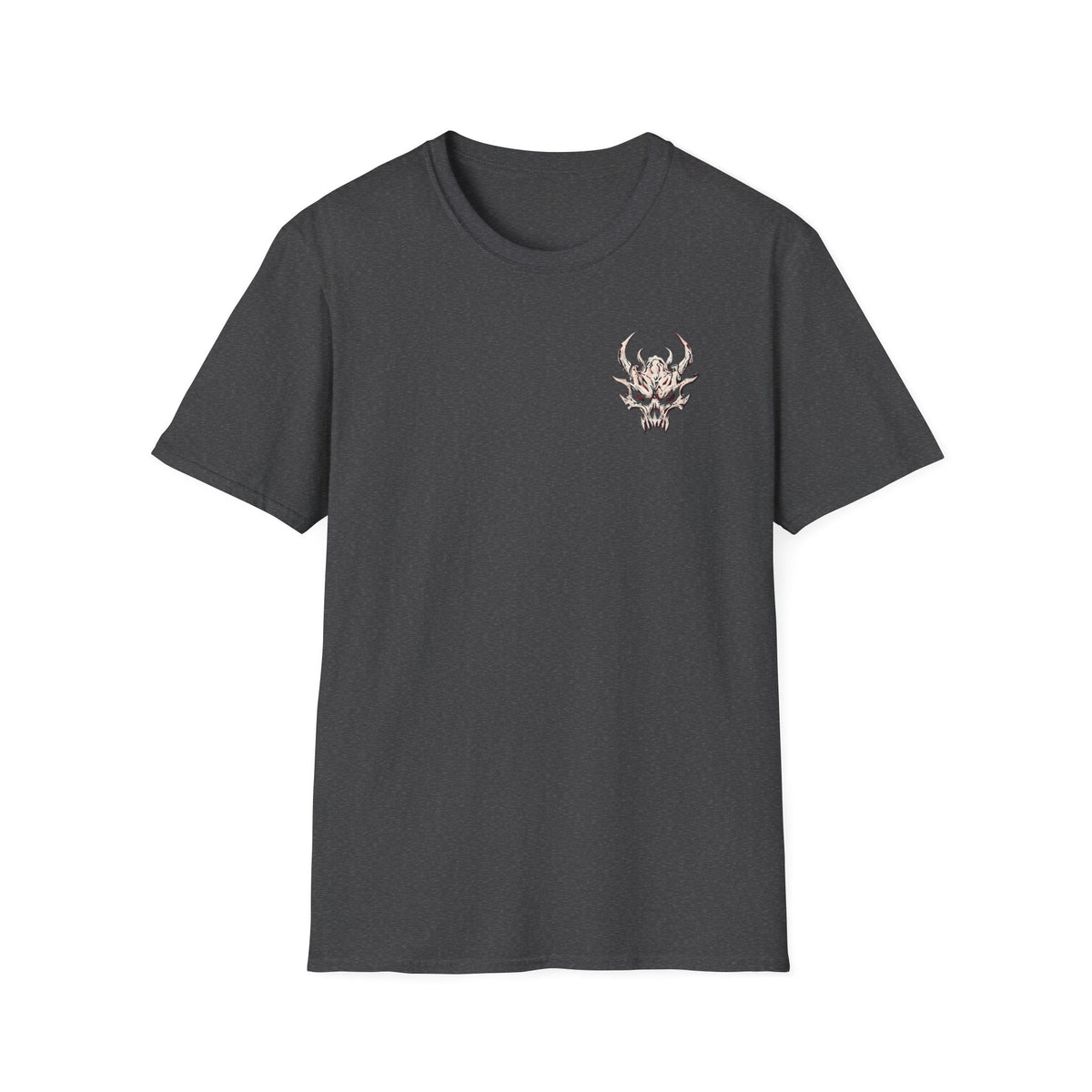 Demon Skull Chest Tee — Gothic Horned Skull T-Shirt