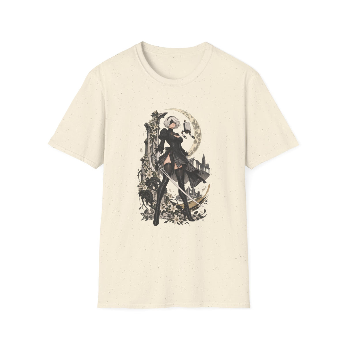 2B | Nie: Automata | Anime Gothic Warrior Moonlight Pin Up T-Shirt