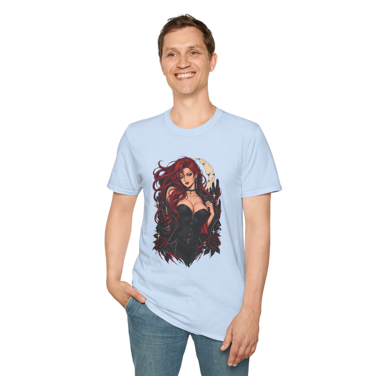 Crimson Dusk | Sexy Gothic Hannya Mask Pin up Woman T-Shirt