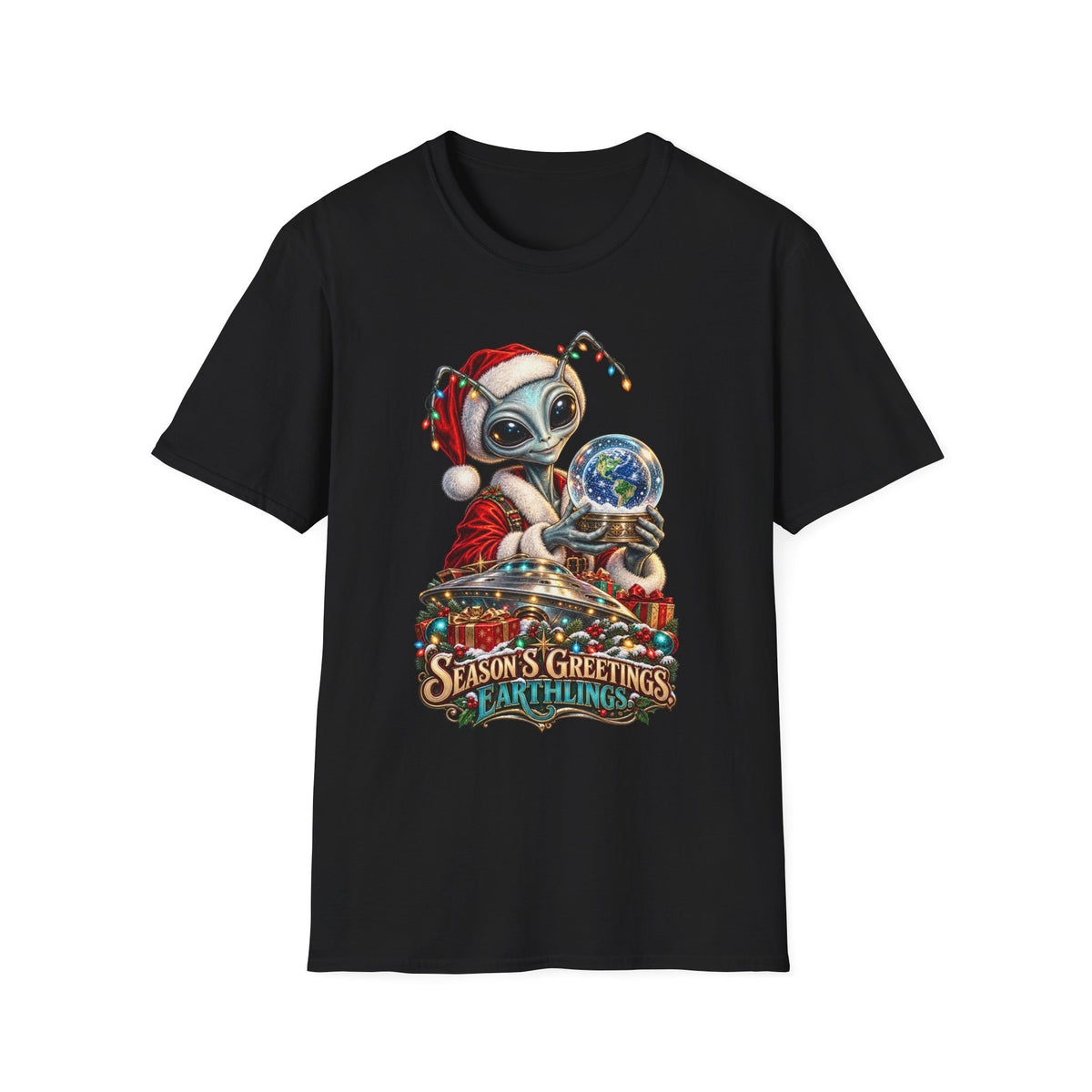 Christmas Alien T-Shirt | Season’s Greetings Earthlings Holiday Tee