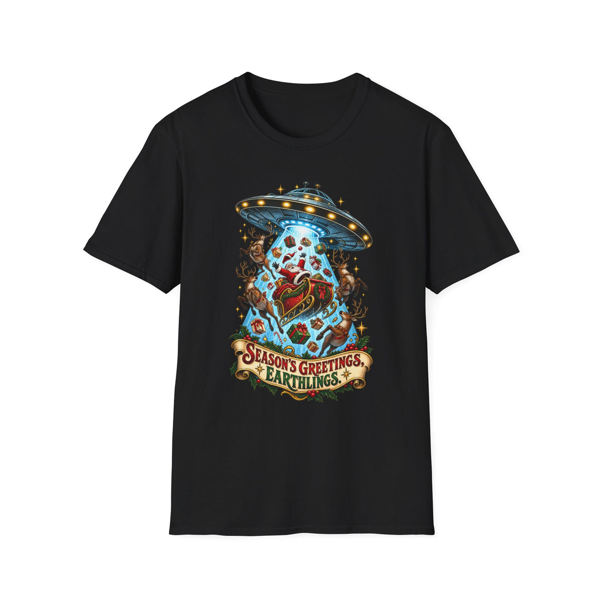 UFO Christmas | Season’s Greetings Earthlings UFO Christmas T-Shirt