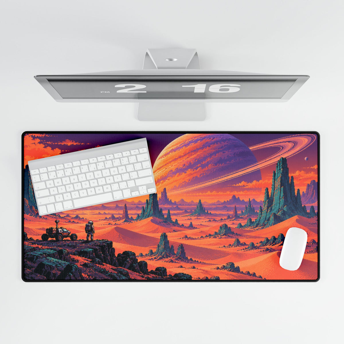 Planetscape | Retro Sci‑Fi Alien Landscape Gaming Mouse Pad