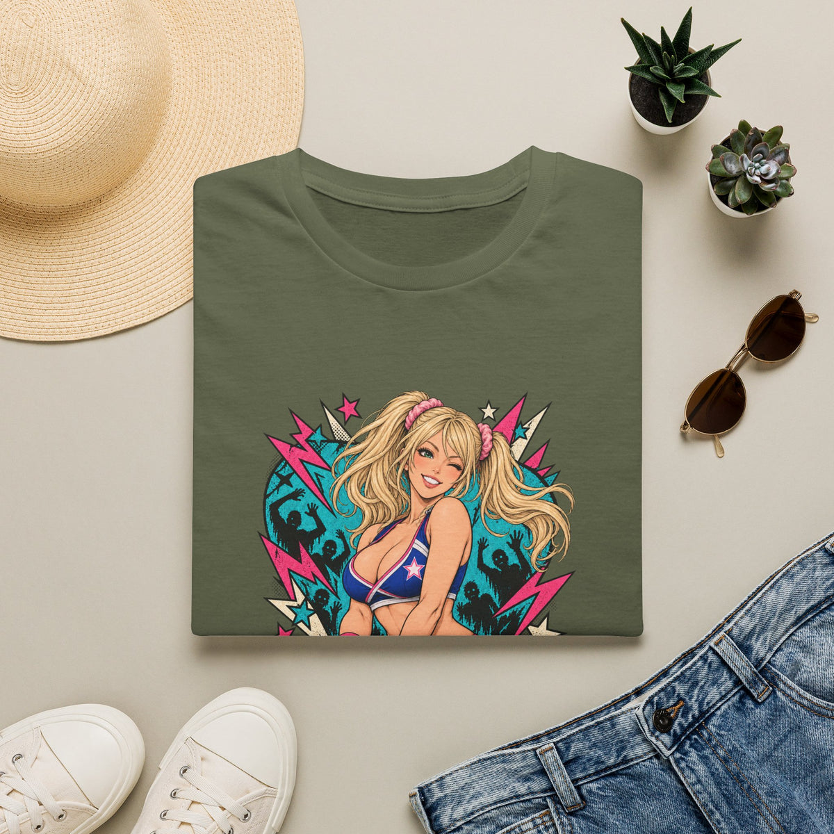 Juliet Starling | Lollipop Chainsaw | Zombie Game | Sexy Pin Up Girl T Shirt