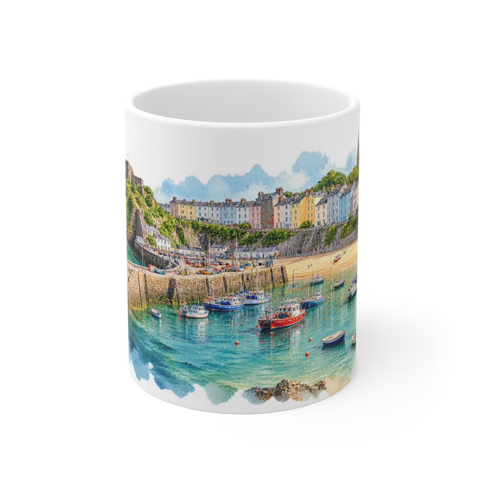 Tenby Harbour Mug | Pembrokeshire Watercolour | Welsh Seaside Gift