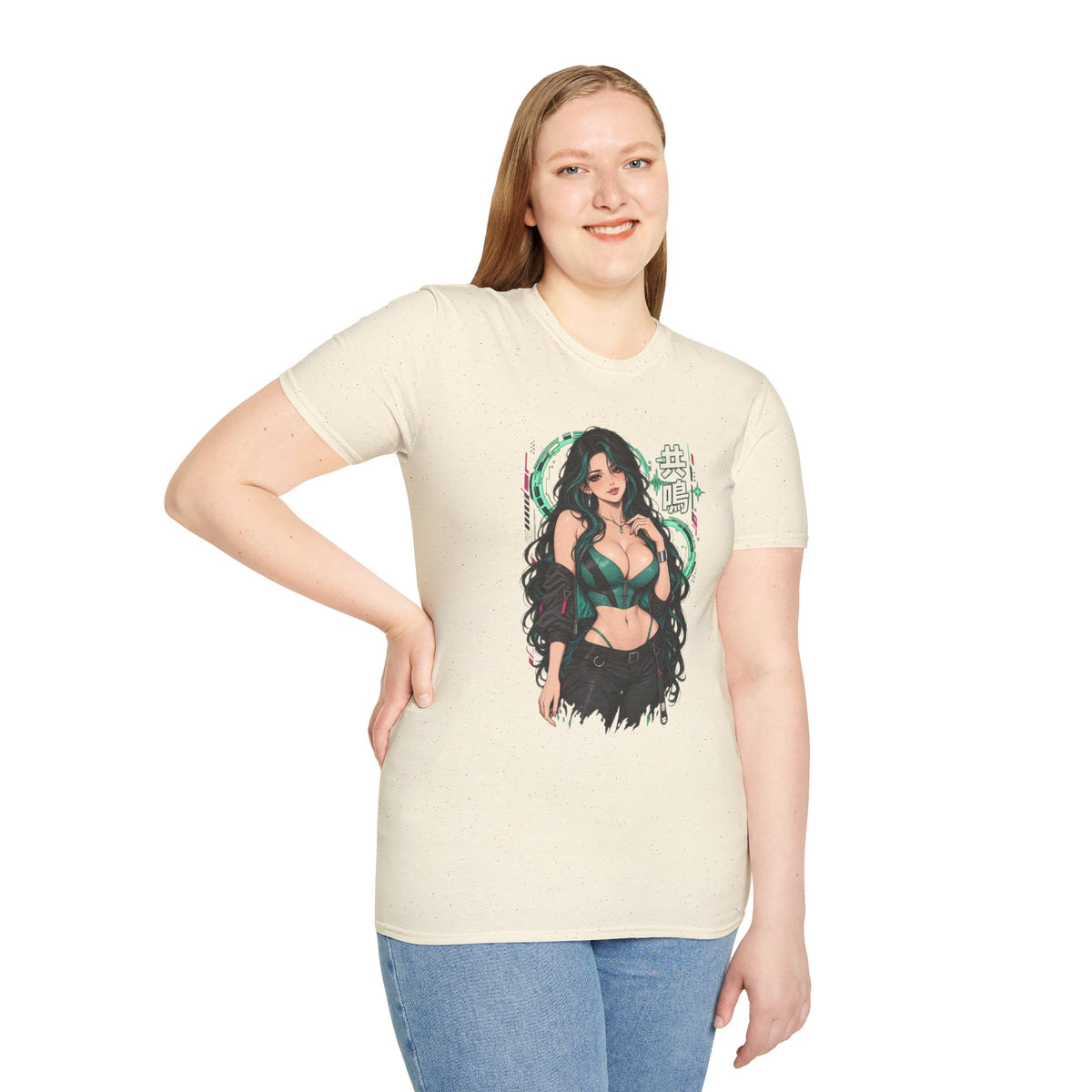 Jade | Sexy Anime Pin Up Girl | Waifu Graphic T‑Shirt
