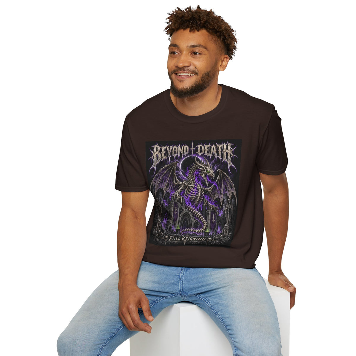 Beyond Death Dragon T‑Shirt — Gothic Purple Dragon Graphic Tee