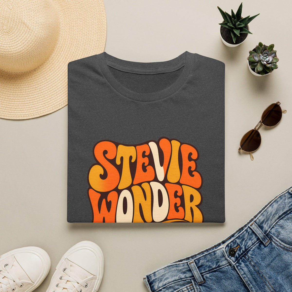 Stevie Wonder Piano Psychedelic Retro Band T-Shirt