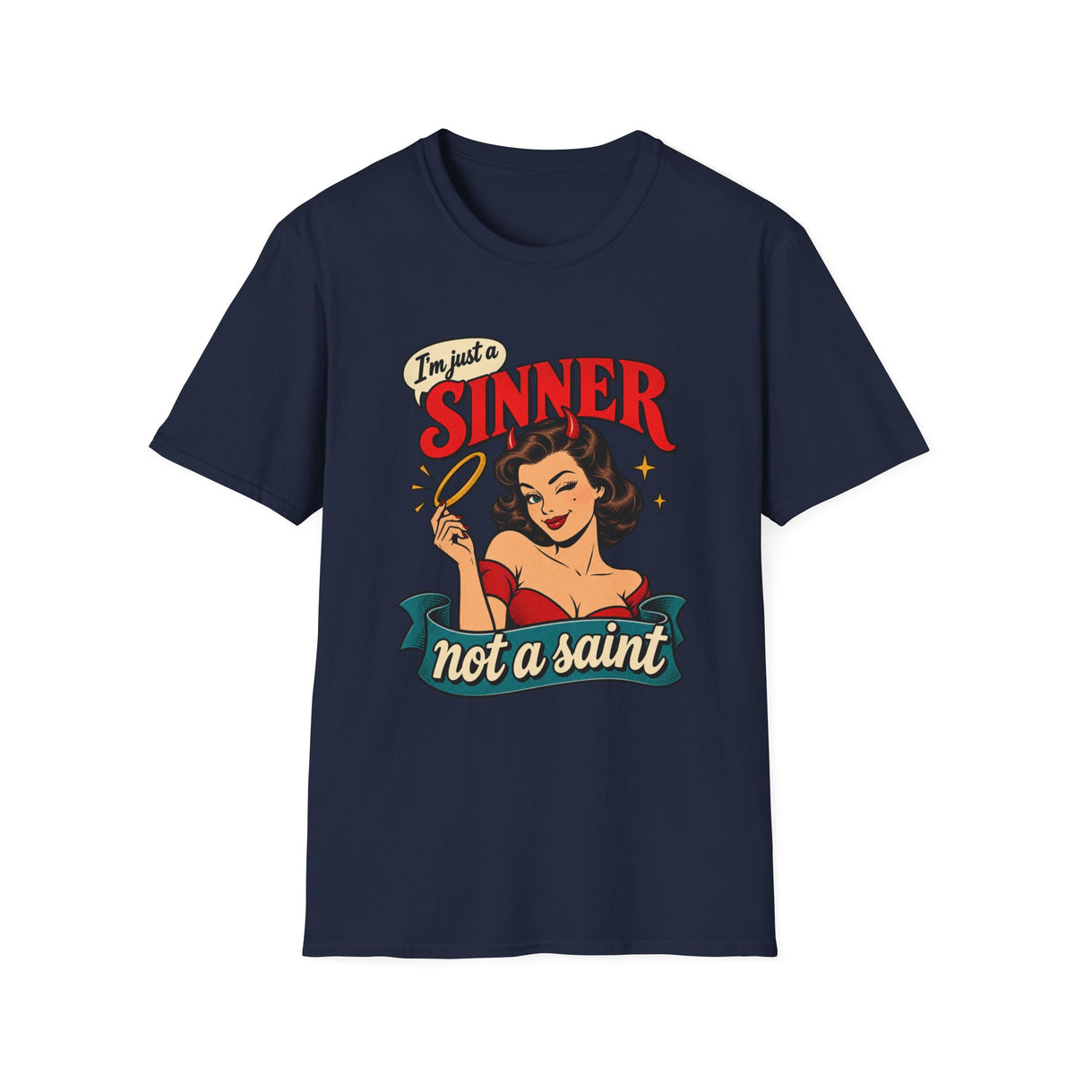 Retro Pinup | I'm Just a Sinner, Not a Saint | Graphic Tee