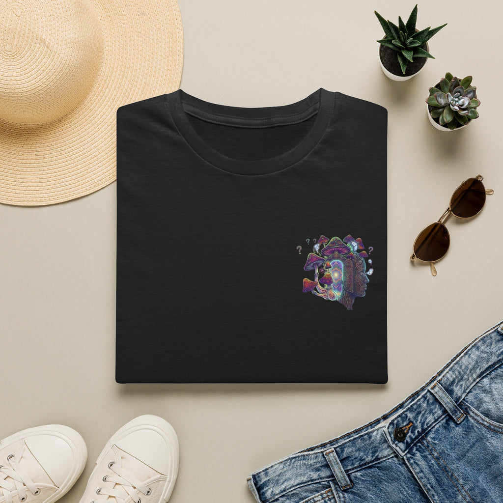 Mystical Prism Pocket T-Shirt — Colorful Cosmic Cat Graphic