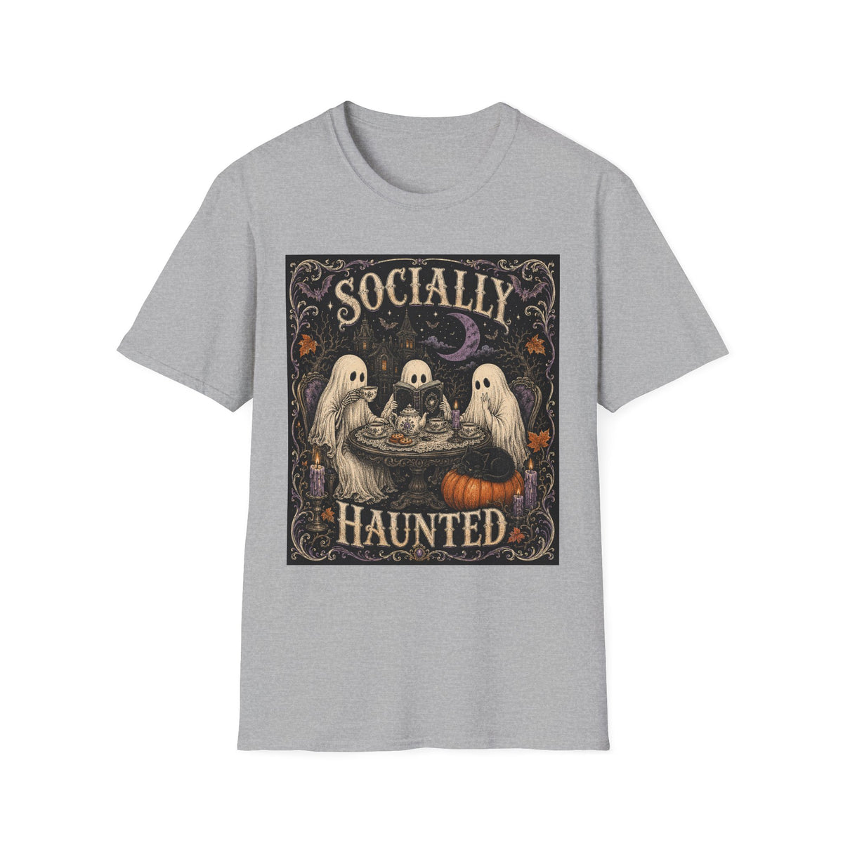 Socially Haunted T-Shirt — Cute Ghost Halloween Graphic Tee