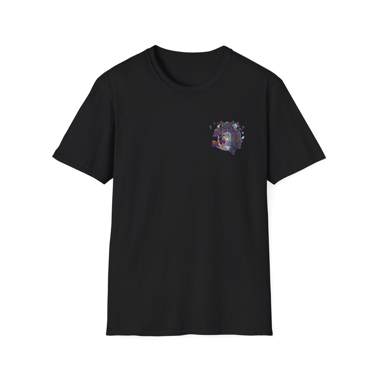 Mystical Prism Pocket T-Shirt — Colorful Cosmic Cat Graphic