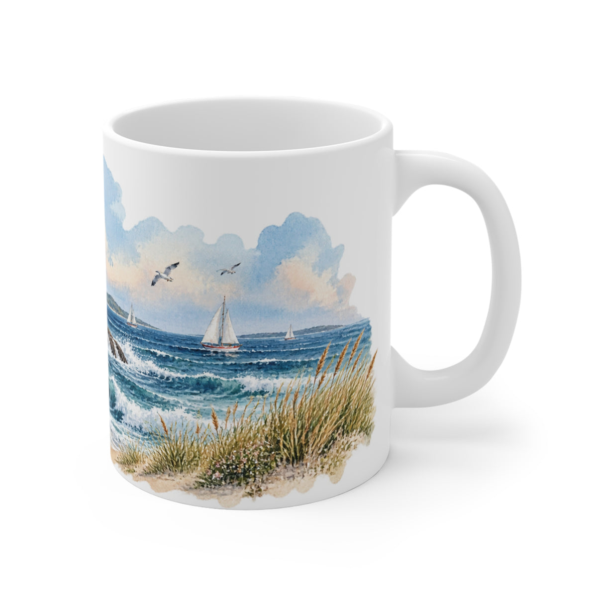 Lighthouse Watercolour Mug | Nautical Coastal Landscape