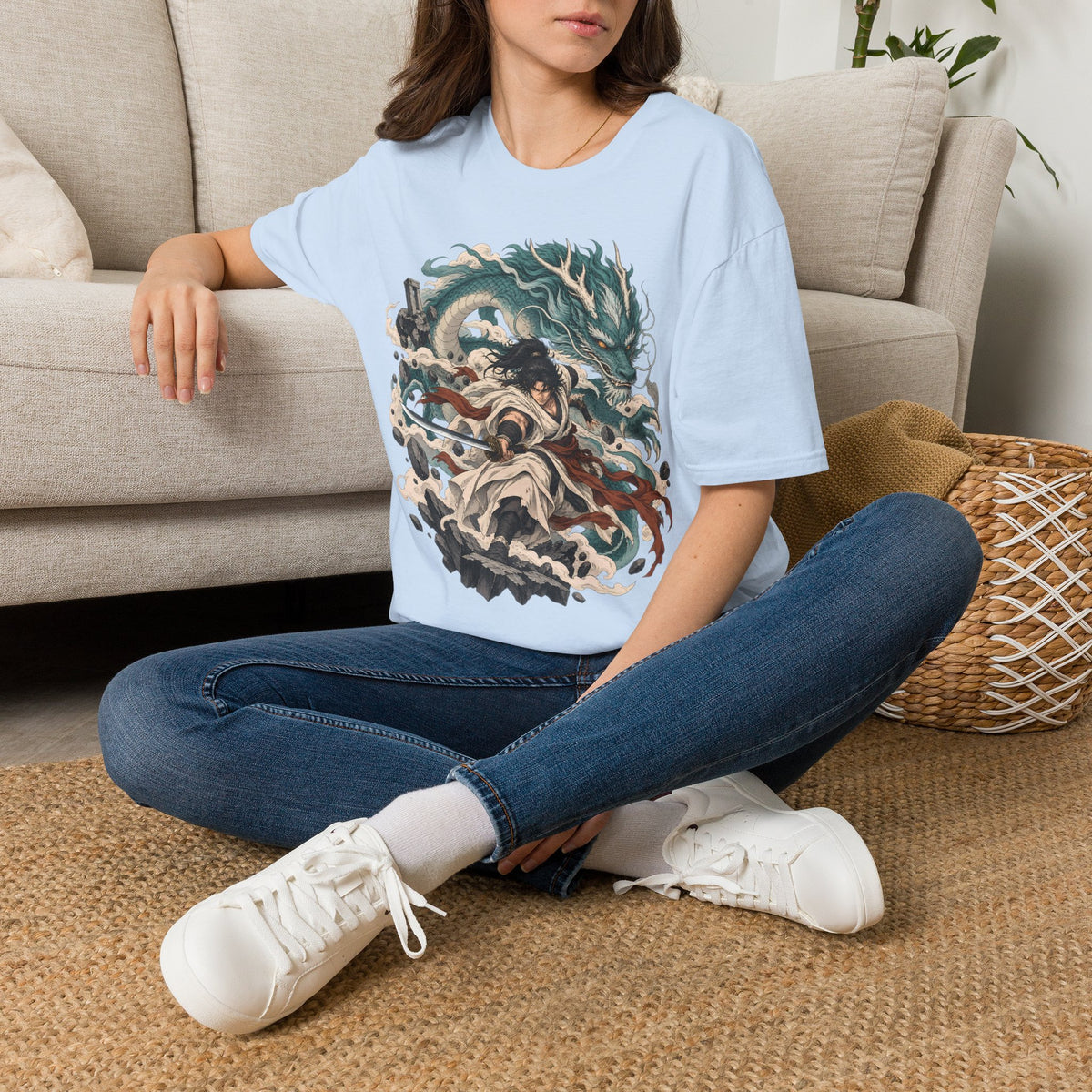Mythic Dragon Warrior | Japanese Samurai and Serpent T Shirt