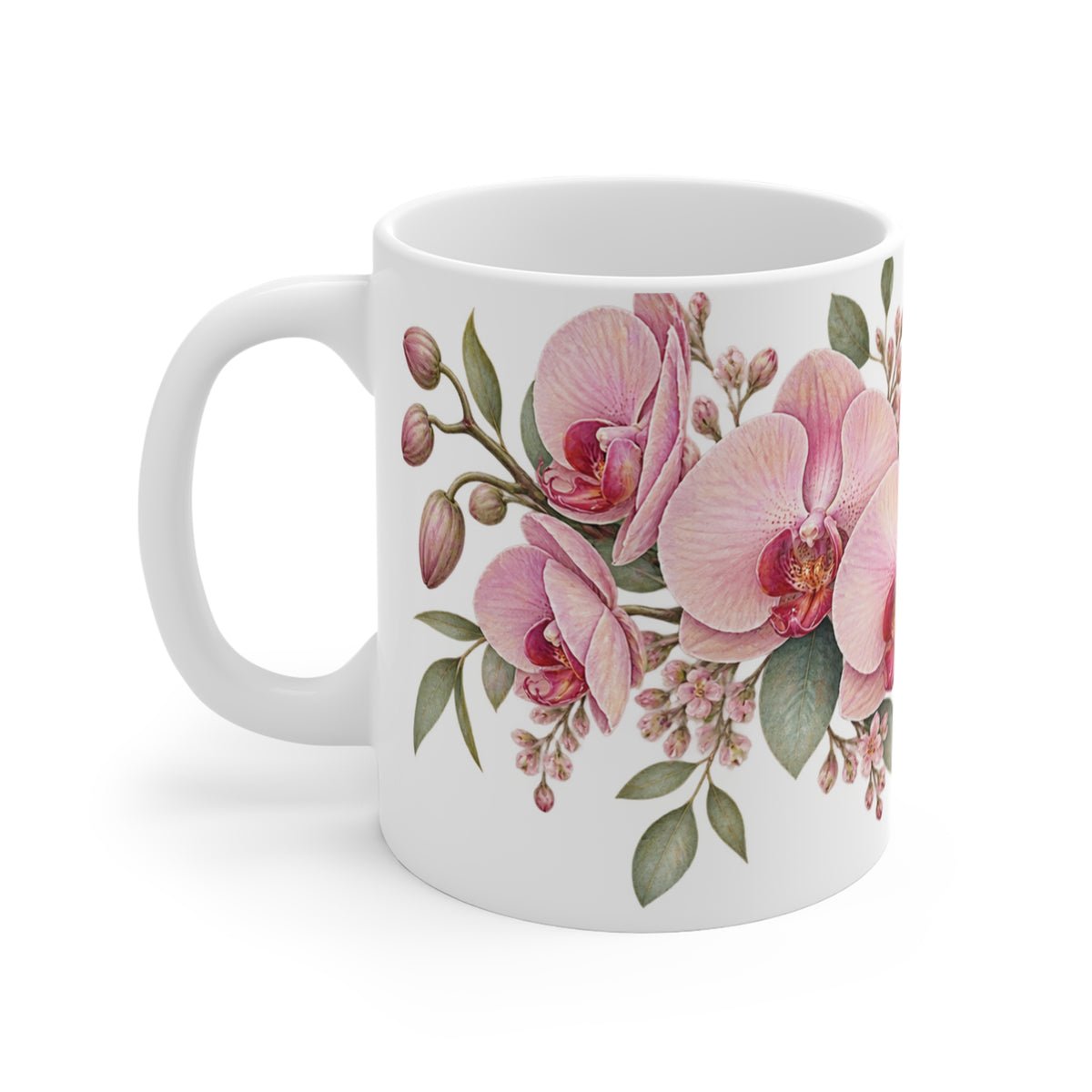 Pastel Pink Orchid Mug | Botanical Floral Design