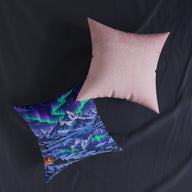 Frozen Mountains Pixel Art Aurora Cushion | Decorative Sofa Pillow