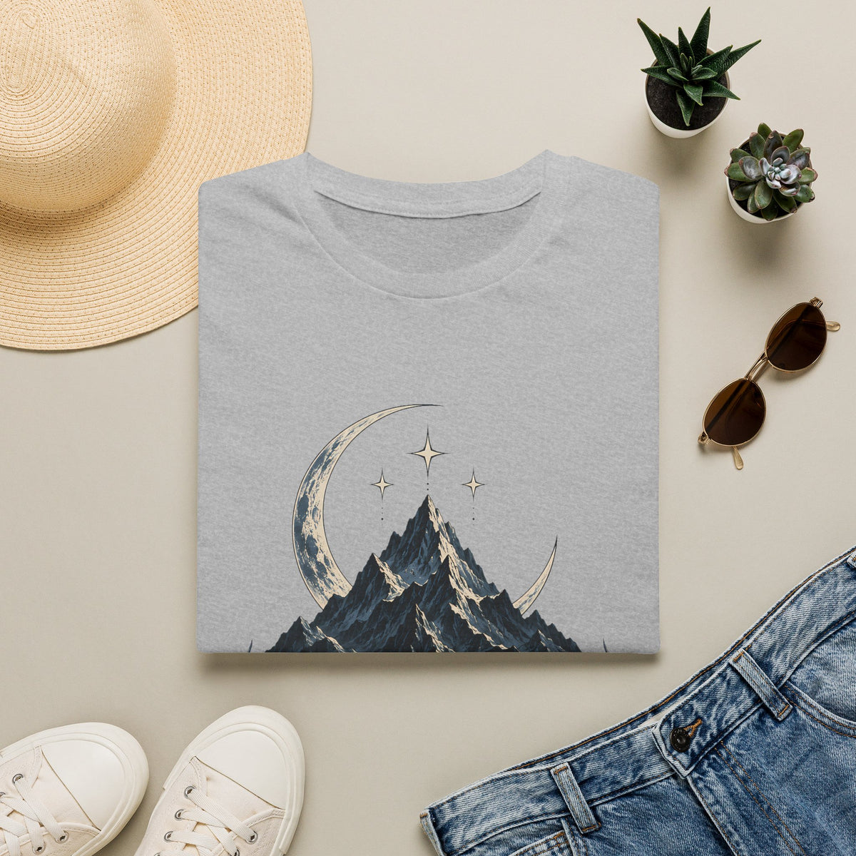 Night Court Mountain | ACOTAR Book Crescent Moon & Stars Graphic