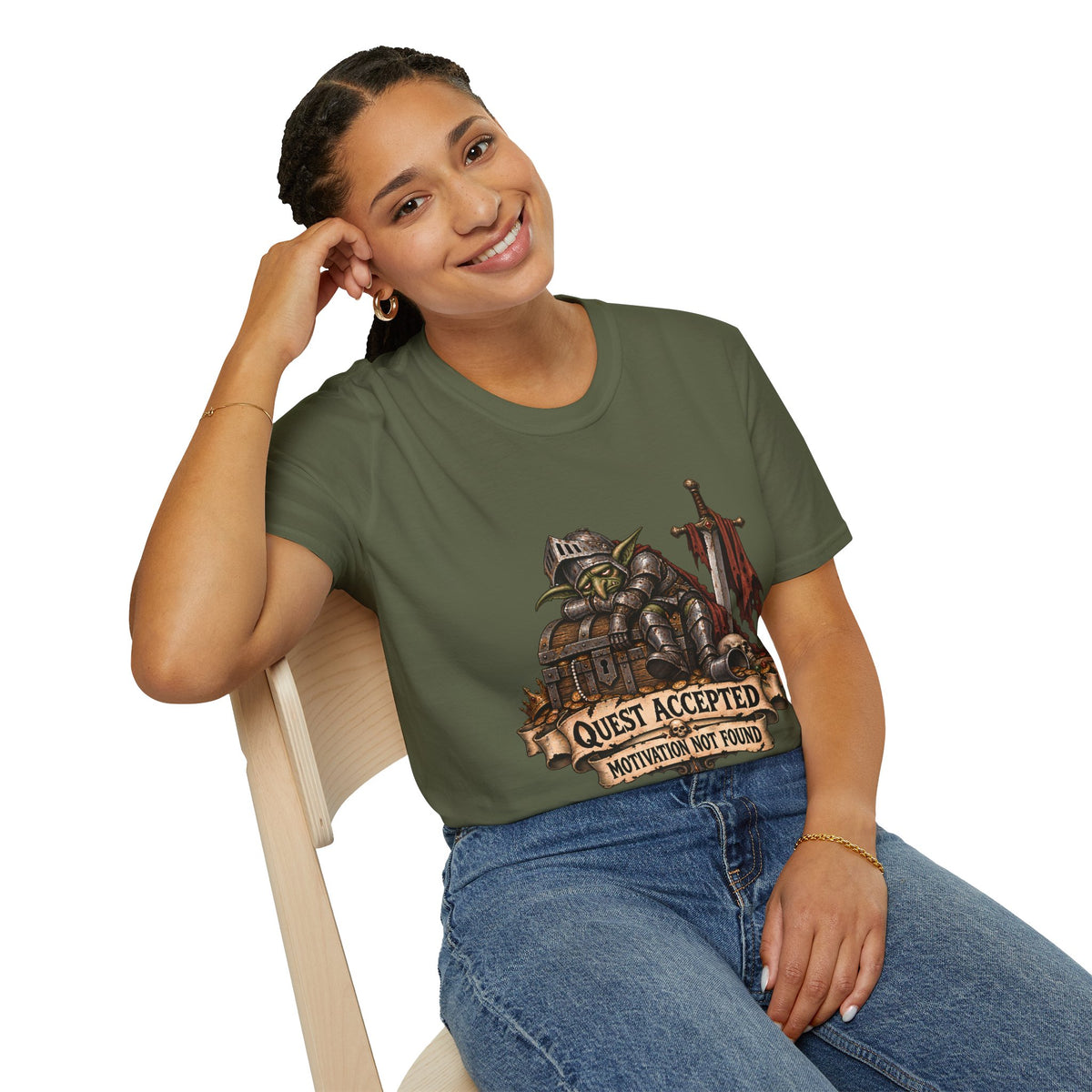 Quest Accepted T‑Shirt | Fantasy Gamer Tee (Motivation Not Found)