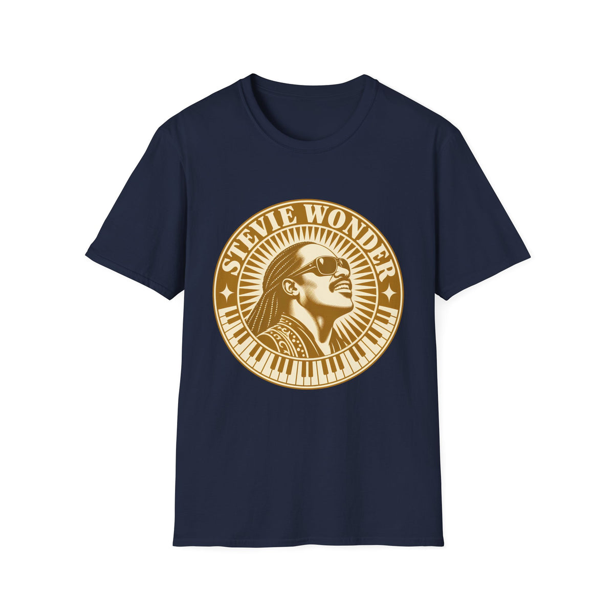 Stevie Wonder Graphic T-Shirt - Vintage Gold Portrait Tee