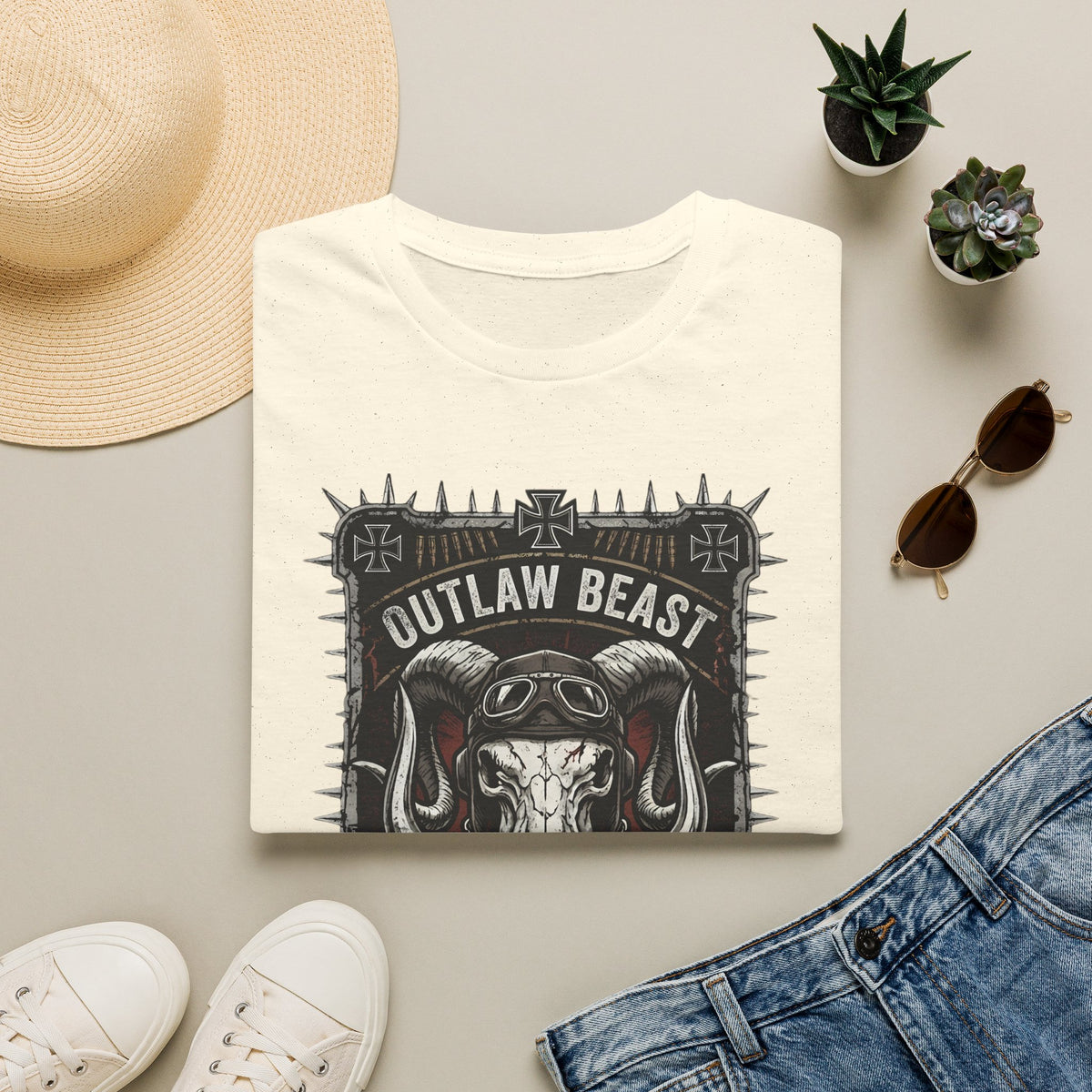 Outlaw Beast Skull T-Shirt — Biker Ranch Graphic Tee